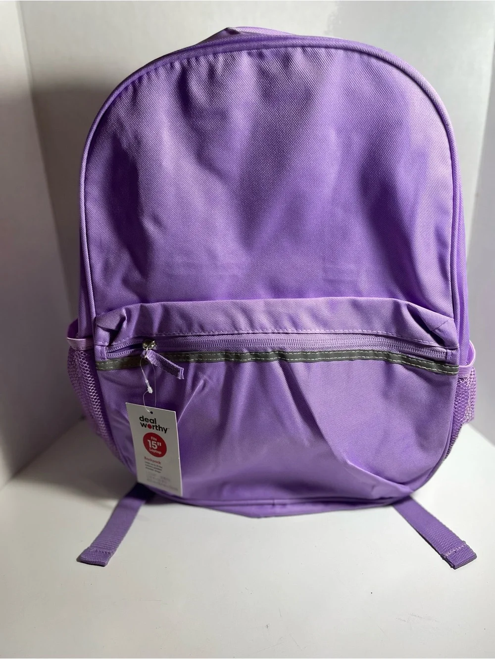 Purple Backpack with Front Zip Pocket Fits 15